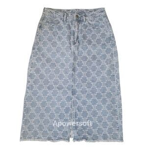 Denim Brocade Pencil Skirt (0516)